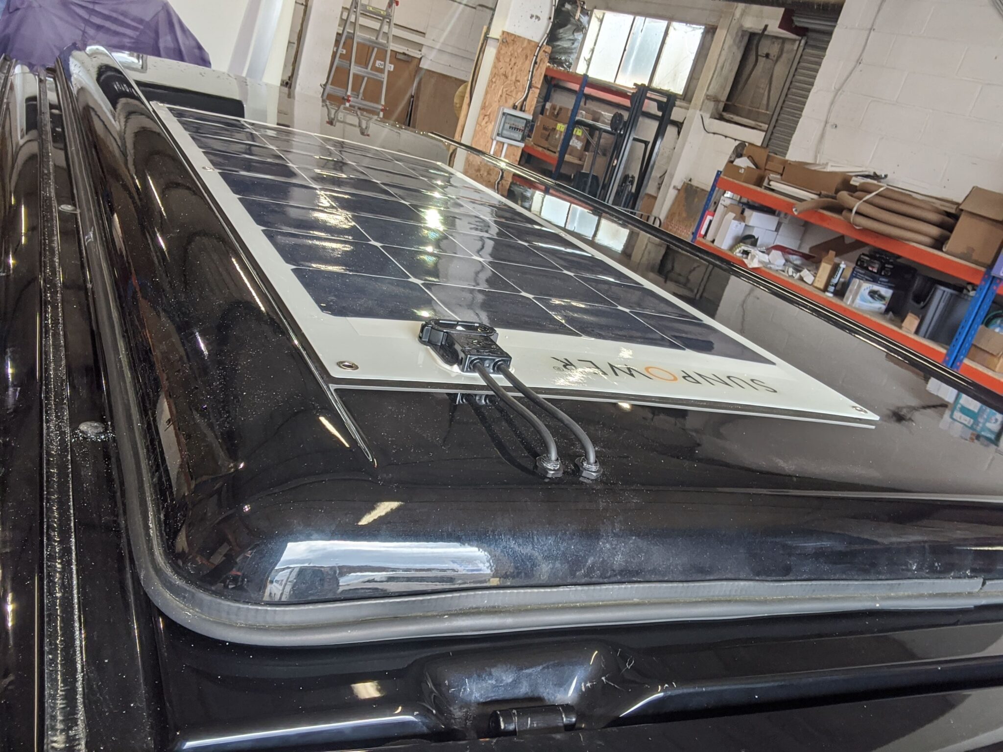 SUNPOWER 110w Semi Flexible 12v Solar Panel Kit for Pop Top VW T6, T5 and T4 - sunpower 110w poptop solar-min