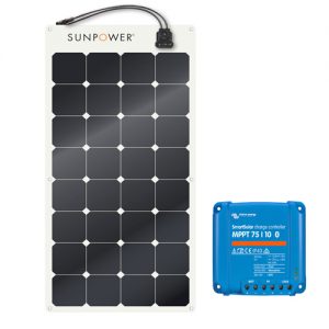 Sunpower semi flexible 12v solar panel kit with Victron SmartSolar MPPT charge controller