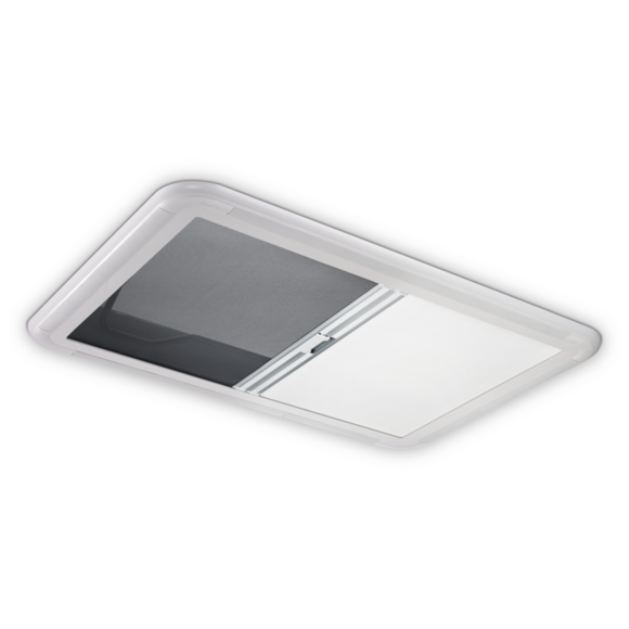 Dometic Heki skylight with blind half closed