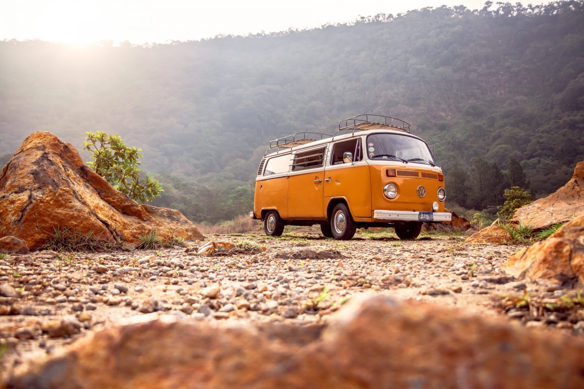 orange VW campervan