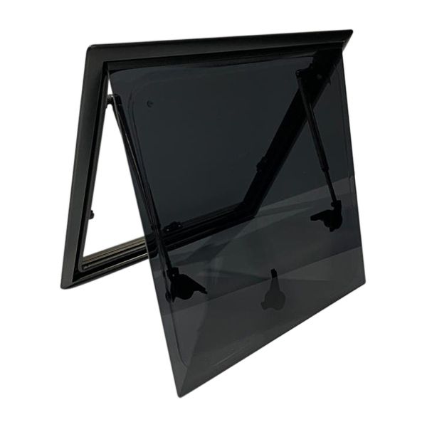 A hinged campervan window.